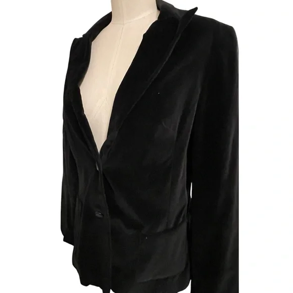 ❤️ Vintage Nine & Co. Black Velvet Blazer with Back Corset Lace Up Detail - Picture 4 of 9